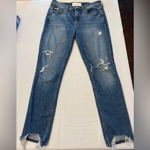 Mother Superior The Scrapper Ankle Jeans Women's 27 Blue Light Wash Distressed